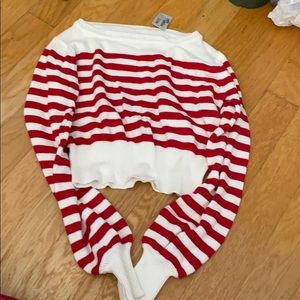 red striped cropped sweater